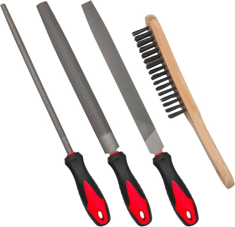 VASTOOLS Bastard Metal Files,10In. Half Round,Flat,Round,American Pattern Files,T12 Hardened Steel, for Deburring,Ideal for Tools,Wood, Metal, Plastic, - Image 1